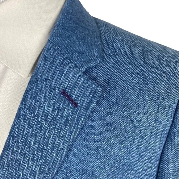 Raging Bull 100% Linen Sport Coat 42/Large Blue Blazer Jacket Unstructured - Picture 3 of 16